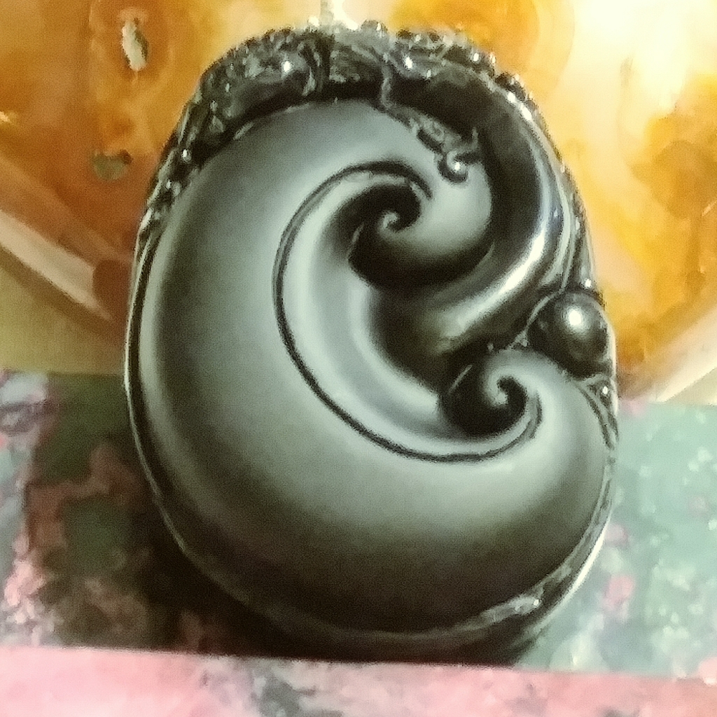 Nwt-Heavy-Blk.Obsidian Carving China- (Brave Troops) Lizard Pendant. (P-11)